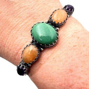 Carolyn Pollack Relios Womens Bracelet Sterling Silver Multi Gemstone Cuff